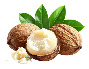 Organic Shea Nuts with Freshly Extracted Shea Butter in Rustic Style