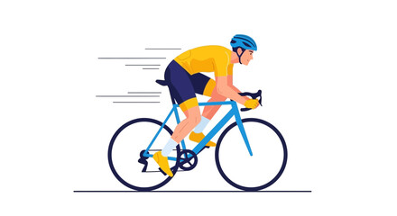 Fototapeta premium A vector illustration of a cyclist riding a road bike in motion for competition