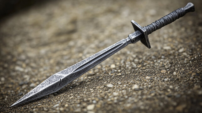 Miniature ancient iron kunai for precise throwing practice Generative AI
