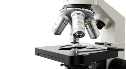 Microscope objective lenses isolated on transparent background