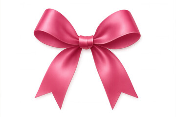 Shiny pink silk ribbon forming a beautiful bow, perfect for gift wrapping and decoration, isolated on a transparent background
