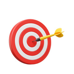 Dart hitting center of target success on a Transparent Background