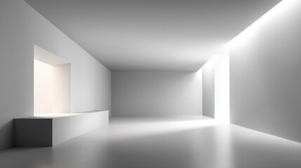 Minimalist White Room Interior with Natural Light for Modern Design and Architectural Visualization