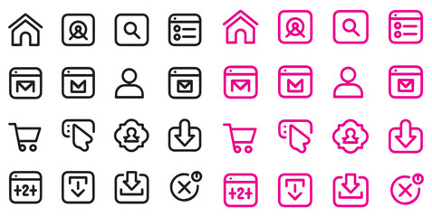 Minimalist Web Icon Set – Editable Line Art for Tracing