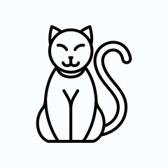 Simple Line Art Illustration of a Cat Sitting Gracefully