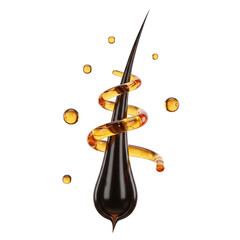 Hair strand nourishment concept showcasing glossy texture and vitalizing essence benefits using