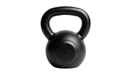 Black kettlebell isolated on transparent background