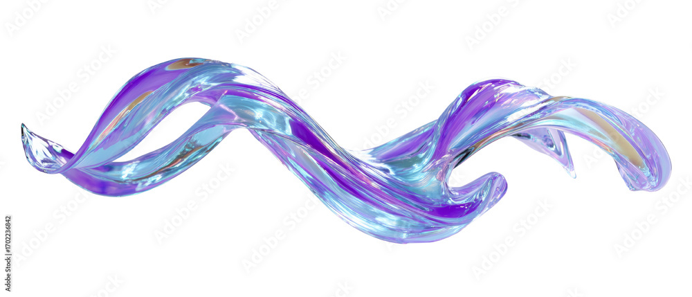 Wall mural iridescent fluid flow with a swirl pattern abstract visual element on a clean transparent background