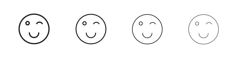 Smile wink icon vector graphics. black style vector icons