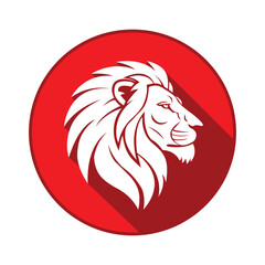 Majestic Lion Head in Emblem Design symbolizing strength and courage rendered in bold white lines on
