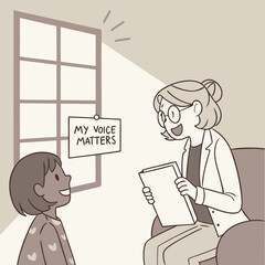 Girl and Therapist Talking in a Counseling Session