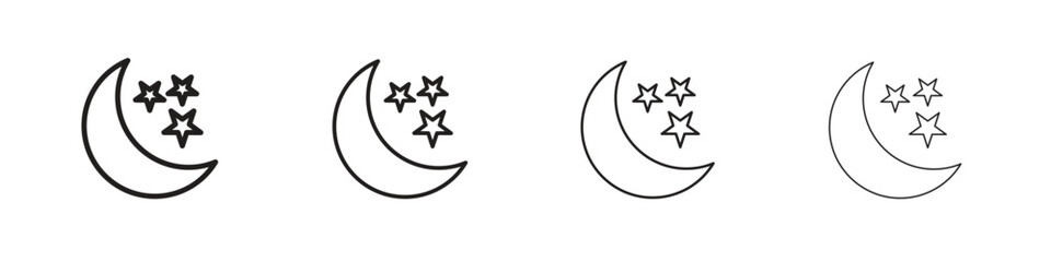 Moon stars icon vector graphics. black style vector icons