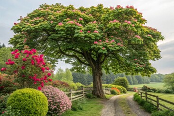 Tree in garden grows beautifully