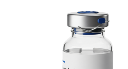 Medical vial with cap isolated on transparent background