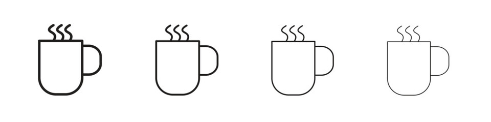 Hot coffee Mug icon vector graphics. black style vector icons