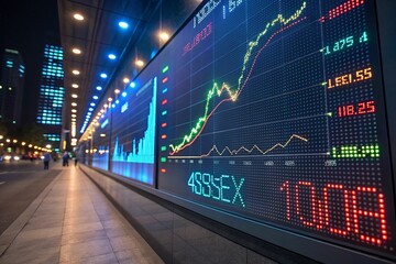 Digital display options chart stock market glowing trends