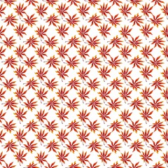 This is a simple, seamless repeat pattern featuring a single, stylized orange leaf with radiating veins. The leaves are arranged in a classic grid pattern on a clean, white background, creating a mini