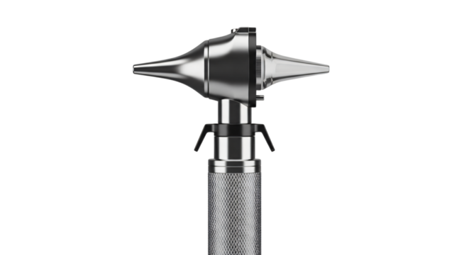 Medical otoscope head isolated on transparent background