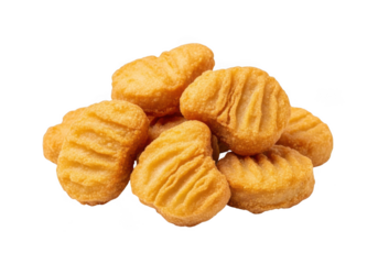 Golden chicken nuggets pile isolated on transparent background