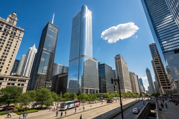 Modern tower buildings or skyscrapers in financial city center