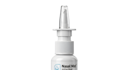Nasal spray bottle isolated on transparent background