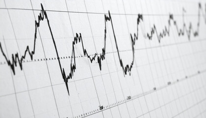 Seismic activity graph showing earthquake data with fluctuating lines representing earth movement and scientific analysis