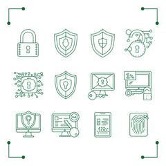 Security and protection icons representing digital safety and privacy.