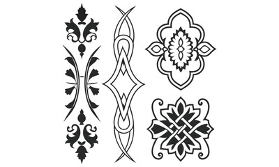 Ornamental Floral Motifs in Black and White
