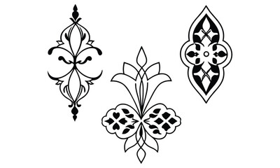 Ornamental Floral Motifs in Black and White
