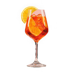 Refreshing cocktail with orange slice, ice cubes, and mint garnish in clear wine glass, vibrant and inviting for summer enjoyment