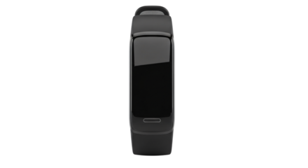 Black fitness tracker band isolated on transparent background