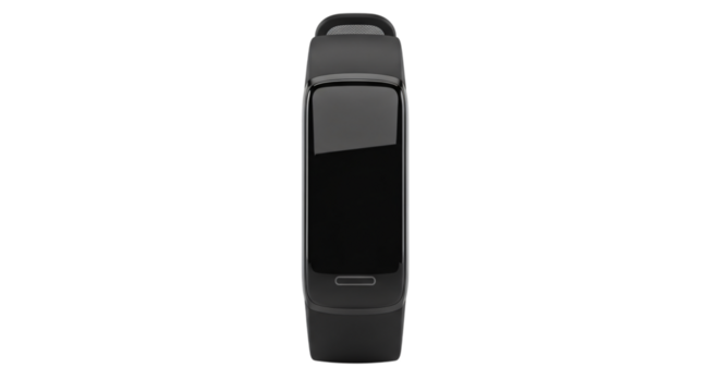 Black fitness tracker band isolated on transparent background