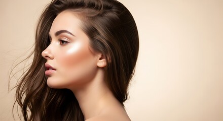 Fototapeta premium Elegant Woman with Glowing Skin.