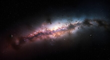 Dark cosmos backdrop with glowing stars, peaceful galaxy scene and infinite celestial environment