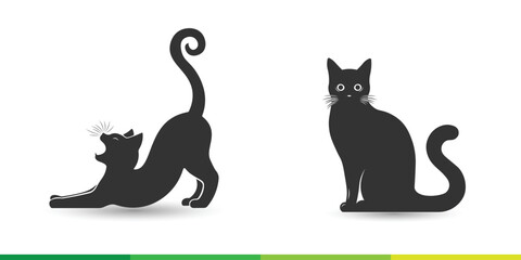 Stylish cat silhouette collection featuring playful, sitting, walking, and resting cats.