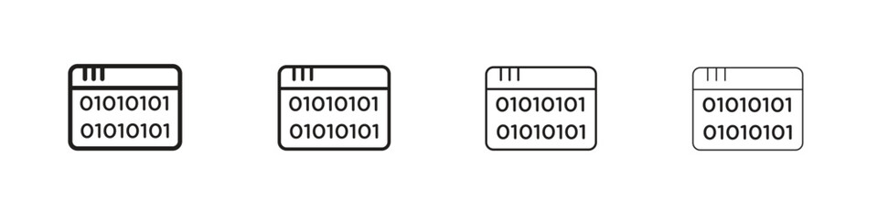 Binary code icon vector graphics. black style vector icons