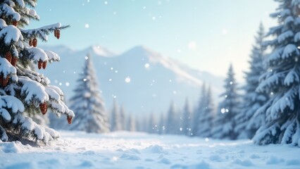 A snow covered pine tree in the middle of a snowy forest.