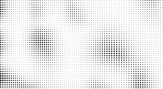 Abstract halftone pattern with varying density of black dots fading into a white background, creating a textured effect.