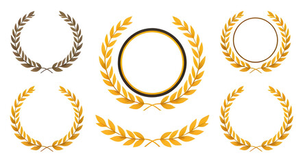 gold laurel wreath vector, golden laurel wreath icon, laurel wreath gold vector, victory laurel wreath vector, award wreath illustration, success wreath symbol, champion laurel icon, achievement wreat © zpixel