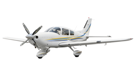 Modern propeller aircraft in a studio setting with clear white background