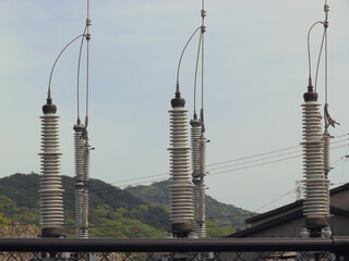 Insulators installed inside the substation property.