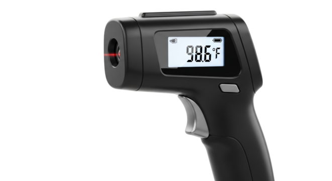 Digital infrared thermometer isolated on transparent background
