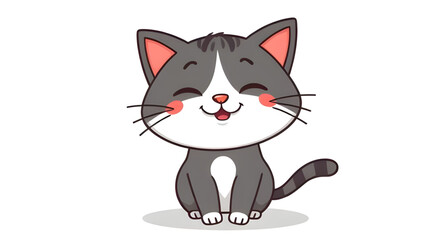 Obraz premium cartoon cat with a smile and happy, happy cartoon cat, smiling cat character, cute cat cartoon, cheerful kitty illustration, funny cat character, adorable smiling cat, happy animal cartoon, cute kitte