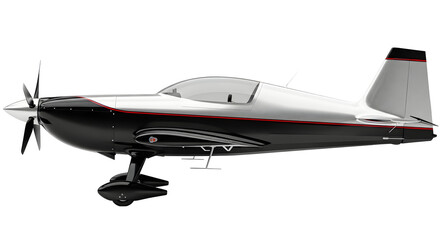Sleek silver and black aerobatic airplane with red trim, professional stunt plane for aviation enthusiasts
