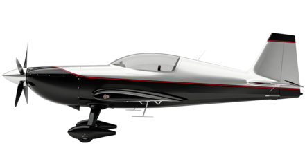 Sleek silver and black aerobatic airplane with red trim, professional stunt plane for aviation enthusiasts
