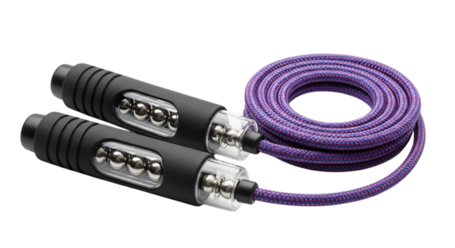 Purple speed rope isolated on transparent background