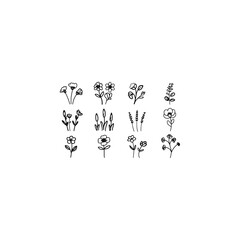 Silhouette flower set 