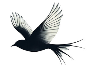 Obraz premium Simple bird silhouette soaring freely on a transparent background symbolizing independence, courage, and new beginnings