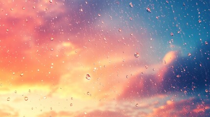 Obraz premium Colorful sunset through rain-streaked window