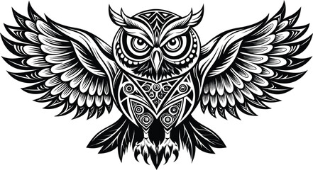 Obraz premium Tribal vector illustration of a heraldic eagle with spread wings, a powerful symbol of vintage art and design